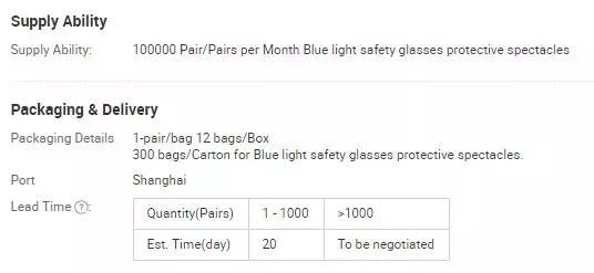 Blue light safety glasses protective spectacles