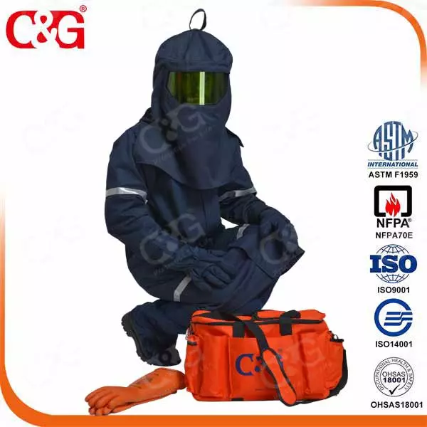 Navy 40cal electric <a href=/arcflash/ target=_blank class=infotextkey><a href=/arcflash/ target=_blank class=infotextkey>arc flash protection</a></a> clothing as arc flash suit
