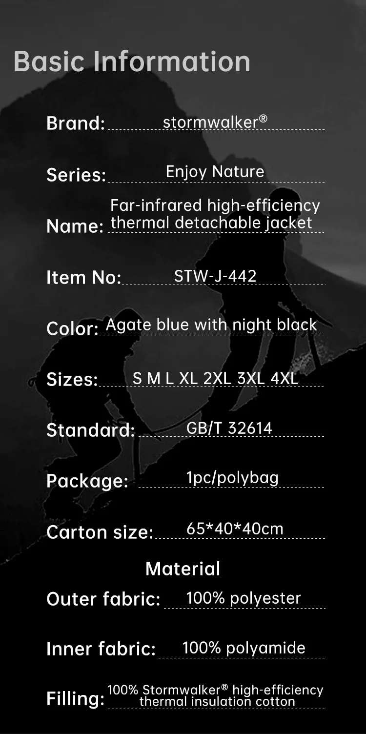 Agate blue color matching detachable jacket Model: STW-J-P253